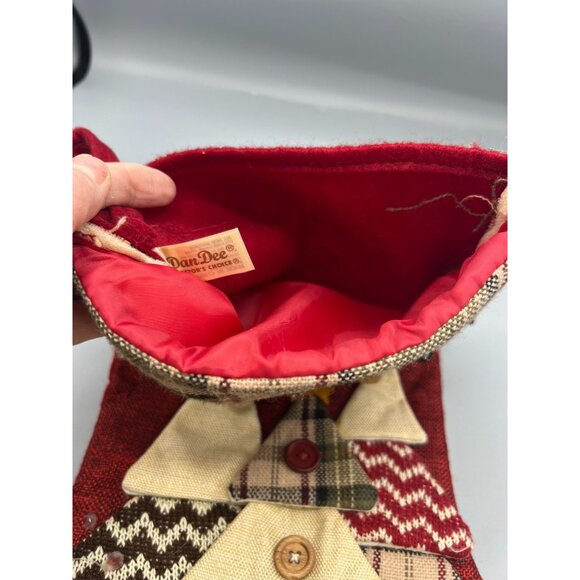 Dan Dee Christmas Stocking Trees & Buttons Red Natural Hygge Sewing Rustic - Picture 3 of 10